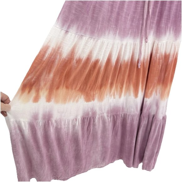 Knox Rose Lilac Tie Dye Sleeveless Tiered Flow Maxi Dress Size XS Boho Hippie - Picture 3 of 13